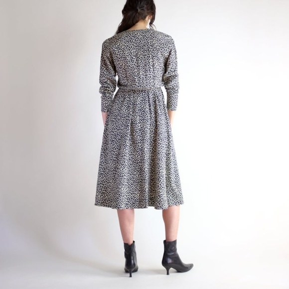 Leopard Silk Vintage 90s Print Midi Dress - Picture 4 of 8